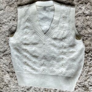 ASOS Crochet Knit Pearl Embellished Sweater Vest